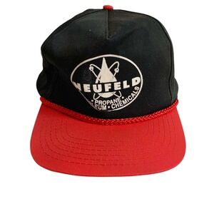 Vintage Neufeld Petroleum Propane Chemicals Trucker Hat with Braid Black Red